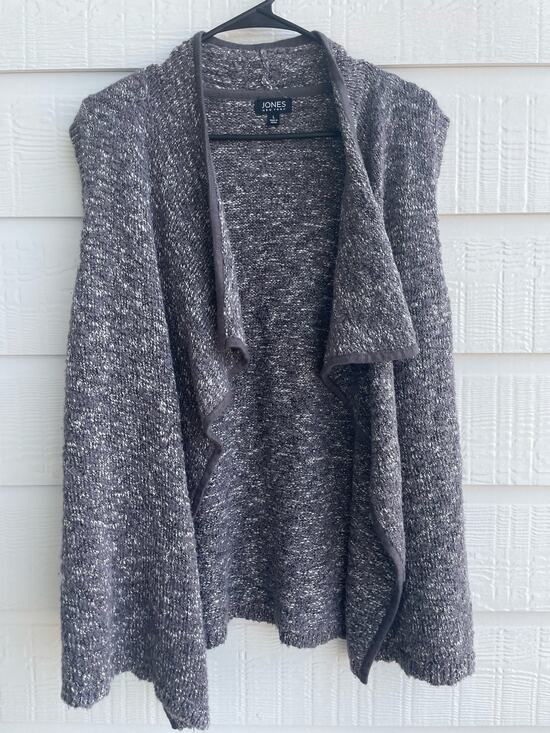 Jones New York Jackets & Blazers - gray Jones New York Sweater Vest with ruffle front L